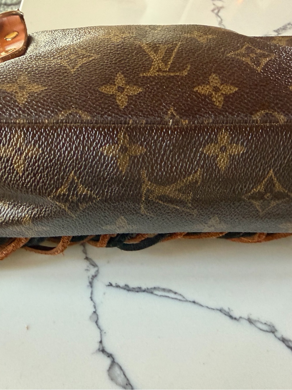 LV Vintage Boho Monogram Crossbody with Multi-Color Fringe and Beaded Detail. - Picture 6 of 7